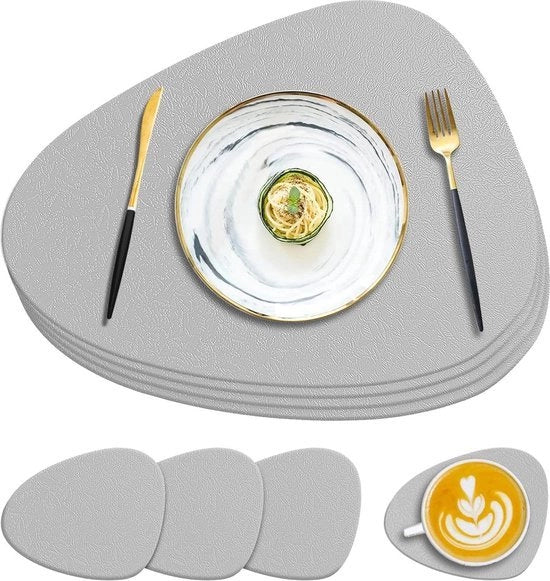 Piastre e supporti per piatti in silicone - resistente al calore - 230 °C - antiscivolo - lavabile - impermeabili - acqua - interno - cucina - esterno - tavola da pranzo - ristorante - 8 pezzi - grigio chiaro