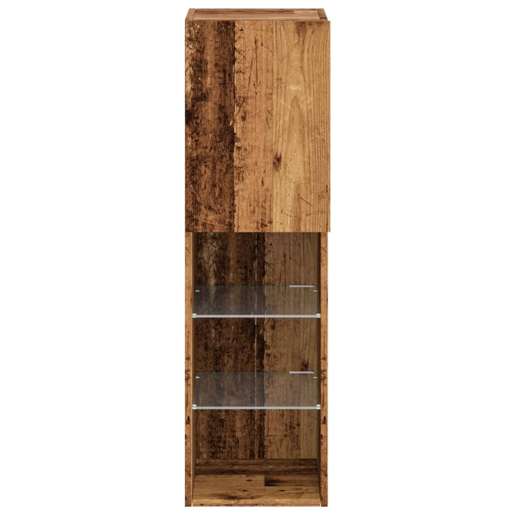 Mobile TV multimediale scaffale TV credenza mobile TV per sala da pranzo soggiorno camera da letto con luci a LED legno invecchiato 30,5 x 30 x 102 cm marrone 02_0026835
