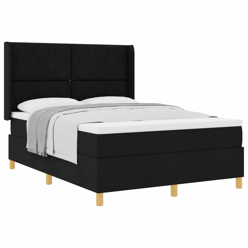 Letto a molle con materasso Nero 140 x 200 cm Tessuto 3341898