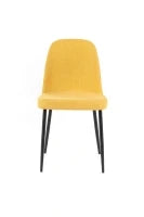 E-STYLO Sedia da pranzo in tessuto giallo e gambe in metallo nero, imbottita, 55cm X 46cm H. 85cm.