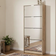 Mobile Portascarpe Pentone, Scarpiera 8 Ripiani, 67x28x155.5h cm Marrone Rovere Grigio
