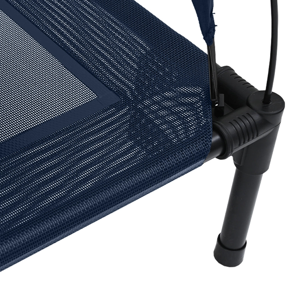 Letto rialzato per cani con tetto removibile blu navy in acciaio