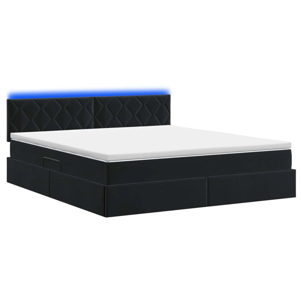 Letto con contenitore LED e materasso Nero 160 x 200 cm Velluto 3459320