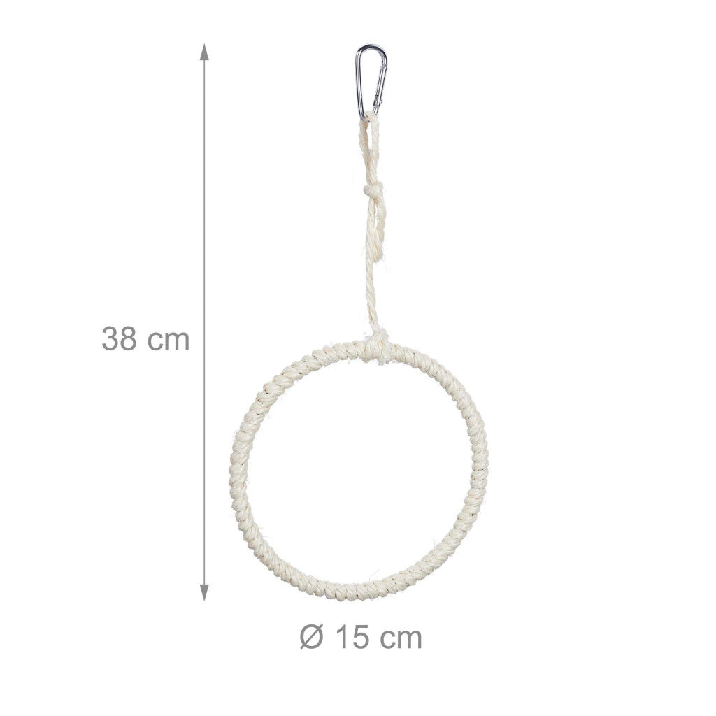 Set di 2 altalene per uccelli divertenti e intrattenenti in erba marina naturale beige 13_0014343