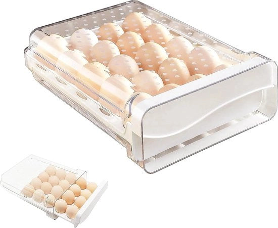Egg Container con Grande Capacità in Plastica Portatile per Cucina e Frigorifero - Contenitore trasparente per uova e uova di anatra