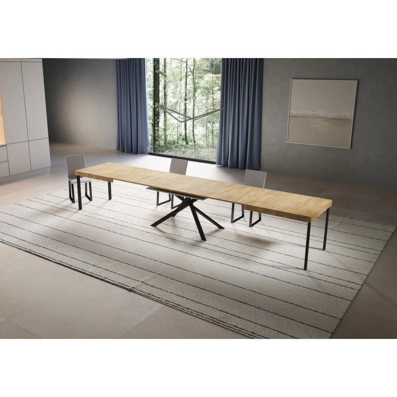 Tavolo allungabile 200/460x90 cm Niket telaio Antracite - Quercia Natura