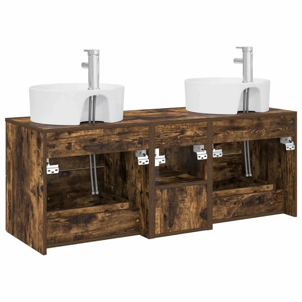 Set di Armadi da Bagno 3 pz Rovere Fumo 49,5 x 44,5 x 65 cm 3405879