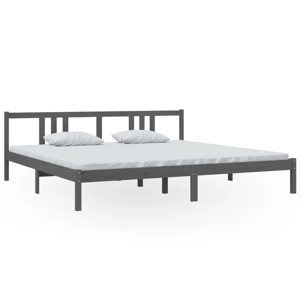 Giroletto-Struttura Letto Grigio in Legno Massello 200x200 cm 945011
