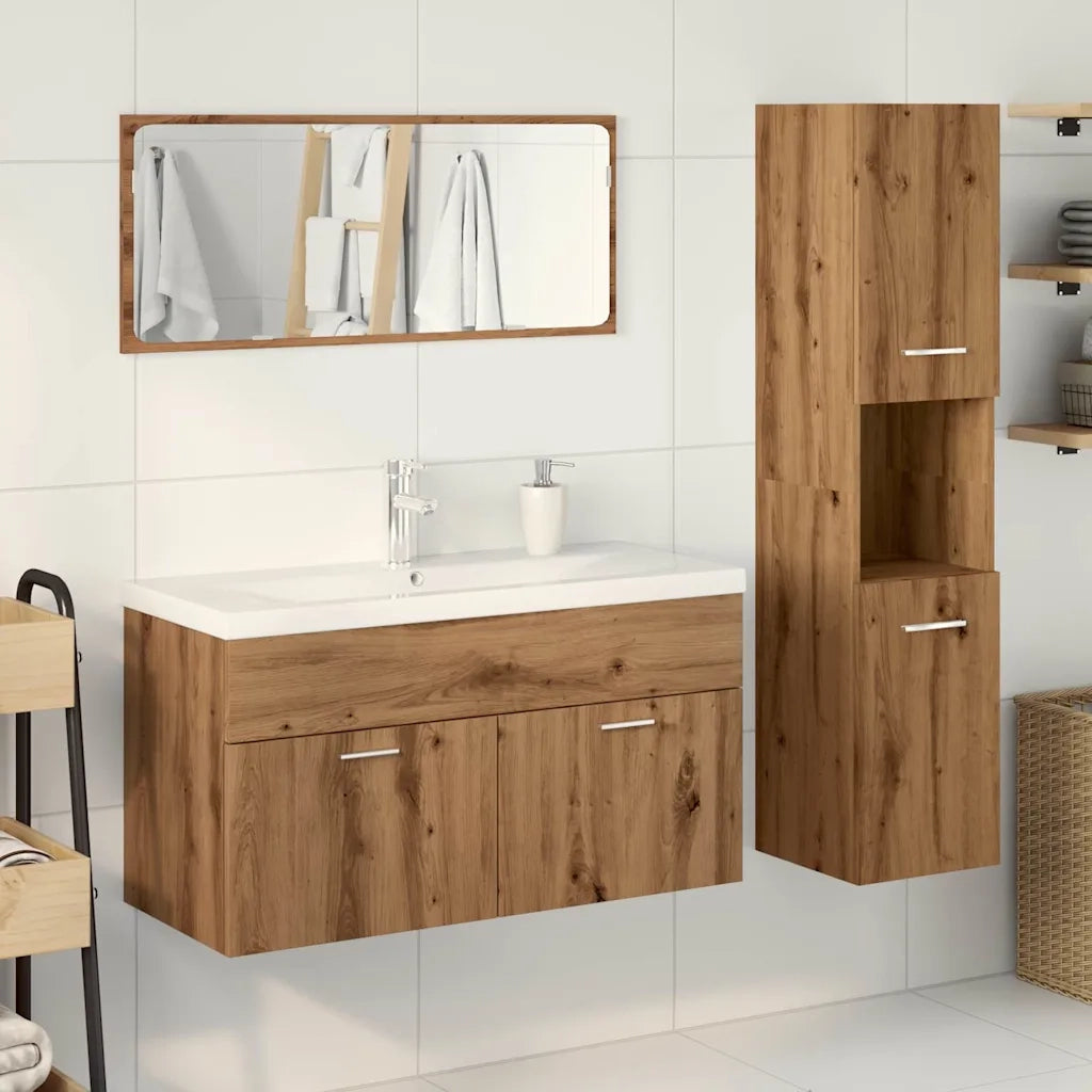 Set Mobili da Bagno 4 pz Rovere Artigianale Legno Multistrato 3328600