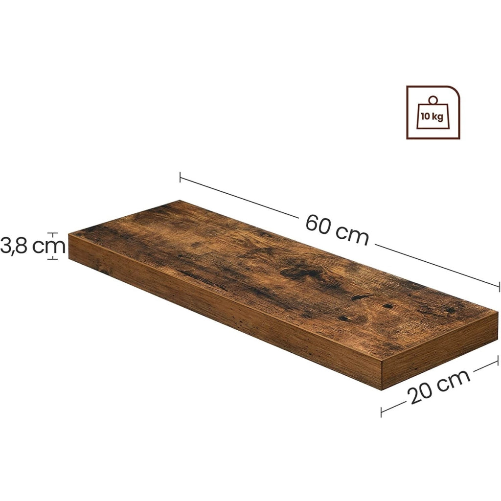 Mensola a scomparsa 60cm in legno rustico e ferro