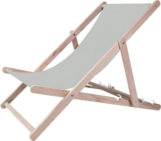 Ottomano da Giardino in Legno di Faggio Pieghevole per Giardino Spiaggia e Balcone - 3 Posizioni Regolabili Capacità di Carico fino a 130 kg