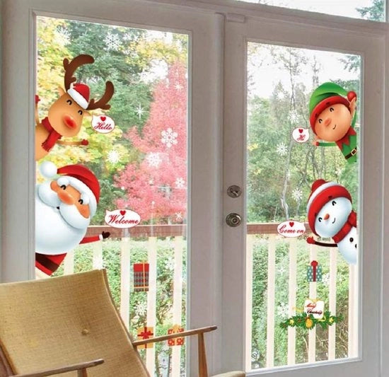 Sticker per finestra statico per Natale con vinile rimovibile con Babbo Natale albero di Natale fiocco di neve cerbiatto DIY per parete finestra porta decorazione per parete decorazione per vetrina