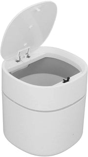Mini cestino da discarica per ufficio - Cestino da imballaggio con coperchio - Contenitore per rifiuti piccolo per ufficio, bagno (bianco)