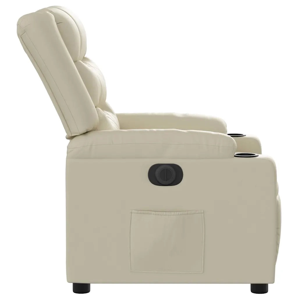 Divano Sedia-Poltrona Reclinabile Elettrica Crema in Similpelle 372418