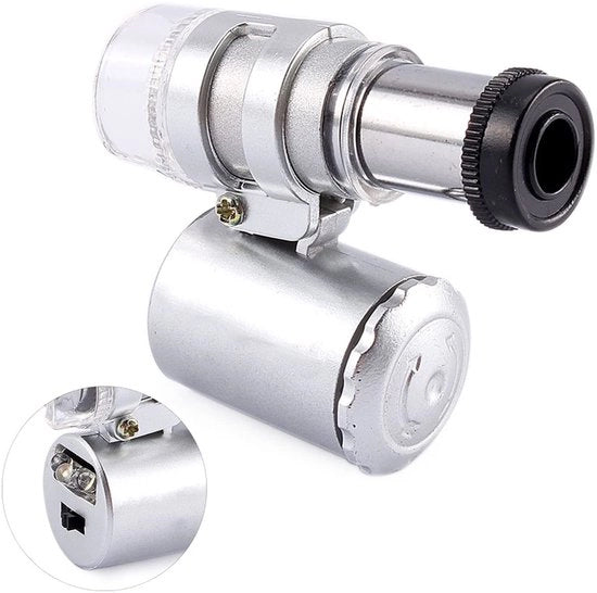 Microscopio portatile 60X - Verglassatura - Luce LED - Luce UV - Oculare - Alta qualità