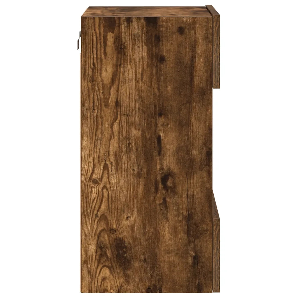 Mobili da parete con luci LED per TV 2pz | Armadietto TV | Mobile Porta TV Rovere Fumo 40x30x60,5 cm