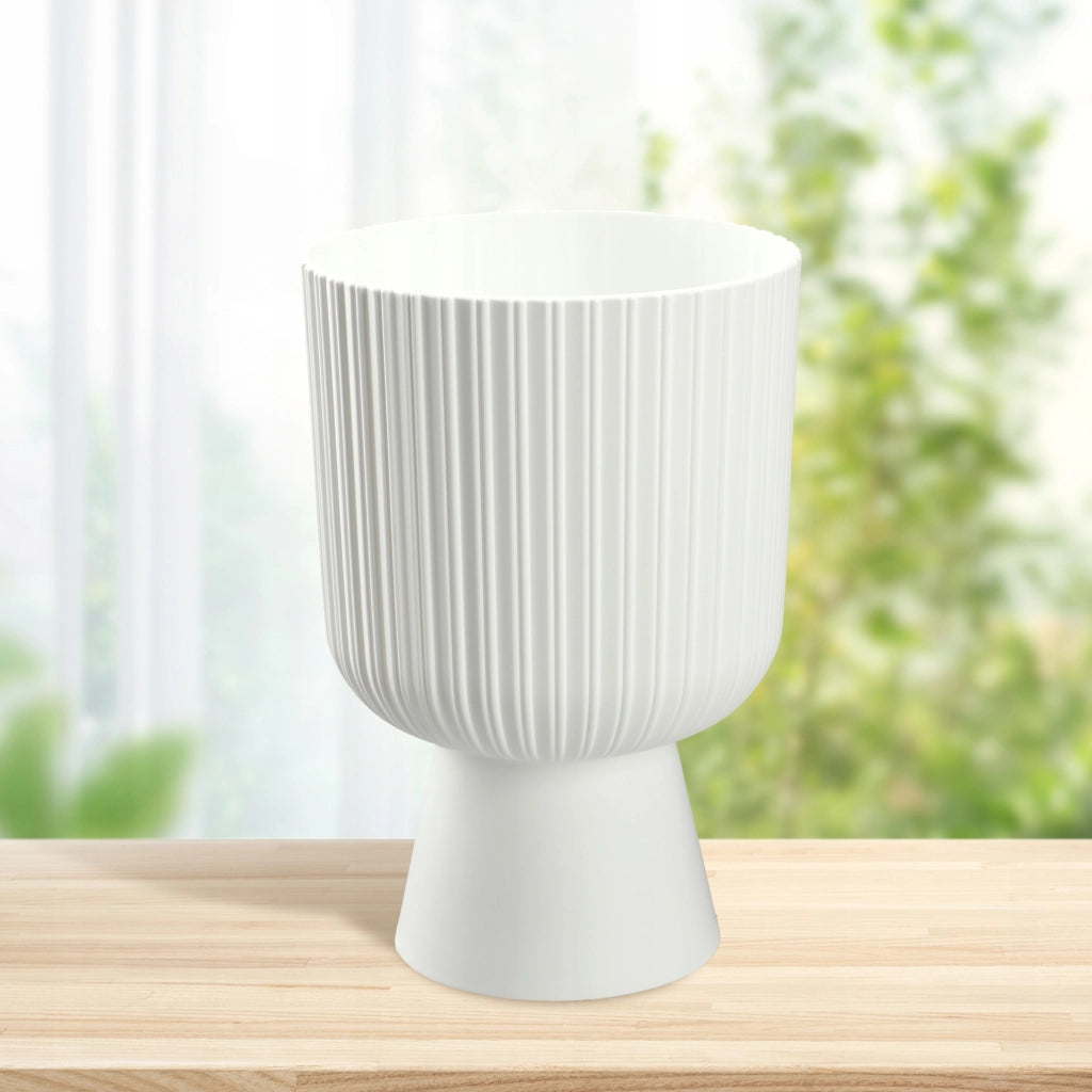 Vaso da fiori KADAX, vaso da fiori da giardino, copertura in plastica, 18 cm, supporto per fiori, bianco