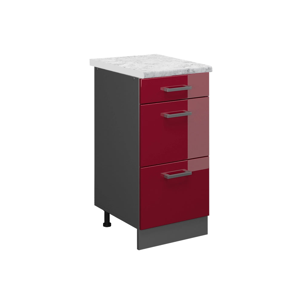 Mobiletto base per cucina R-Line Rosso lucido/Antracite 40 cm PL Marmo Vicco
