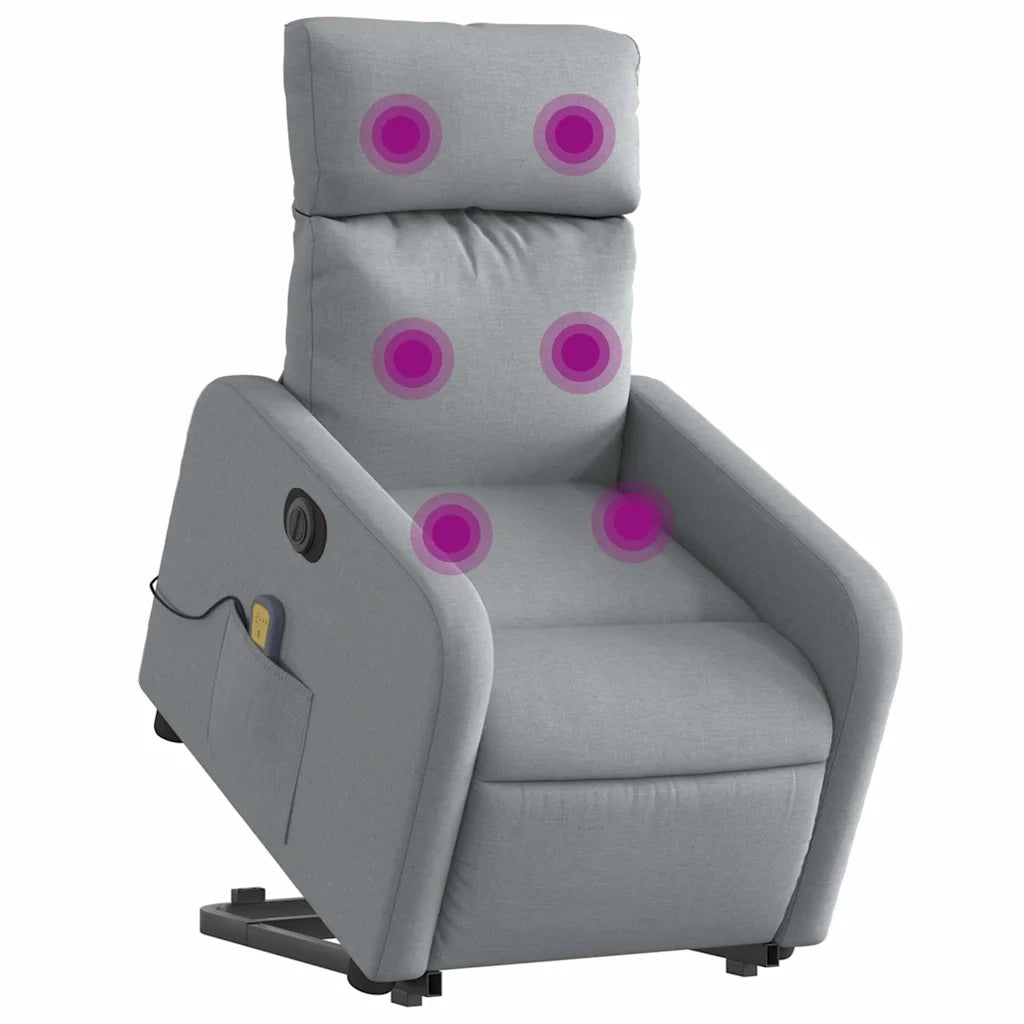Poltrona Alzapersona Massaggi Elettrica Grigio Chiaro Tessuto 3206726