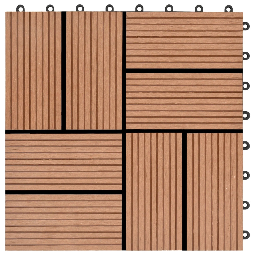 Piastrella per Decking 11 pz Marrone 30 x 30 cm WPC CFW1105717