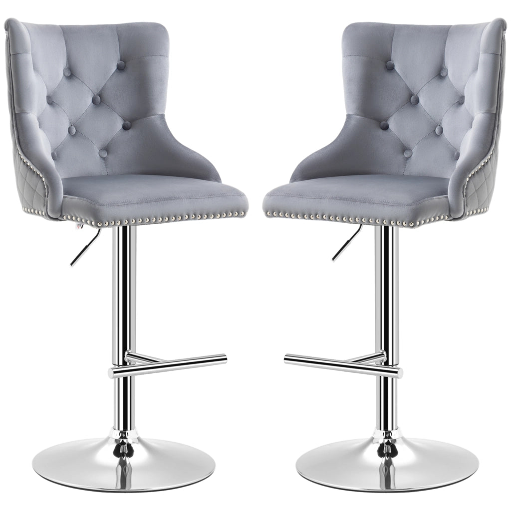 Sgabello bar 2 pezzi ¨C zephmum ¨C regolabile, girevole, grigio, 46x55x123 cm