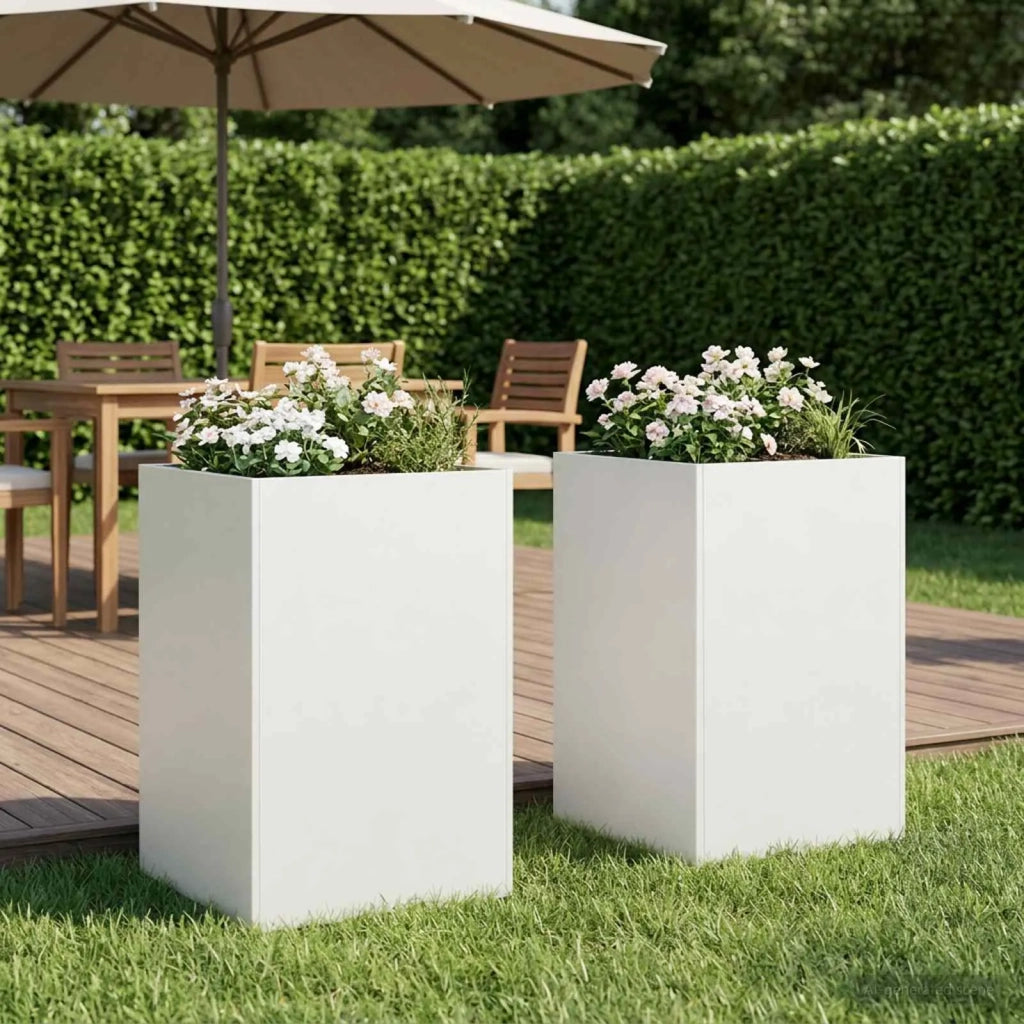 Vaso da giardino 2 pz Bianco 40 x 40 x 75 cm 8005375
