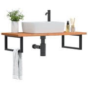 vidaXL Ripiano a Parete per Lavabo in Acciaio e Massello di Faggio