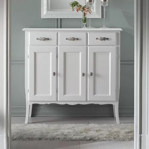 Madia credenza shabby chic 3 ante 3 legno bianco l.105 p.42 h.101 - Mobili 2G