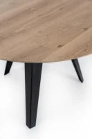 E-STYLO Tavolo fisso con top impiallaciato rovere naturale e gambe in metallo, Diam 130cm H. 76cm.