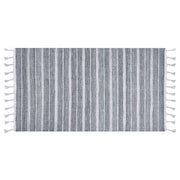 Tappeto grigio chiaro 80 x 150 cm per soggiorno e camera da letto con frange rigate