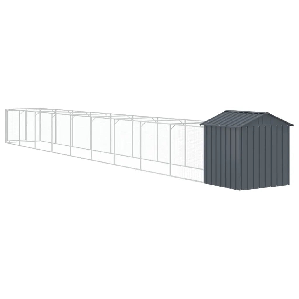 Casetta Cani con Tetto Antracite 117x1017x123cm Acciaio Zincato 3189062