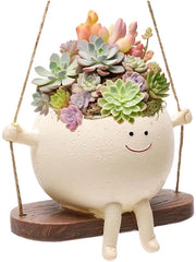 Vasi pendenti con testa oscillante, vasi per piante con testa oscillante, vaso decorativo pendente divertente, vasi per piante con testa pendente, vasi di cera per decorazioni interne ed esterne