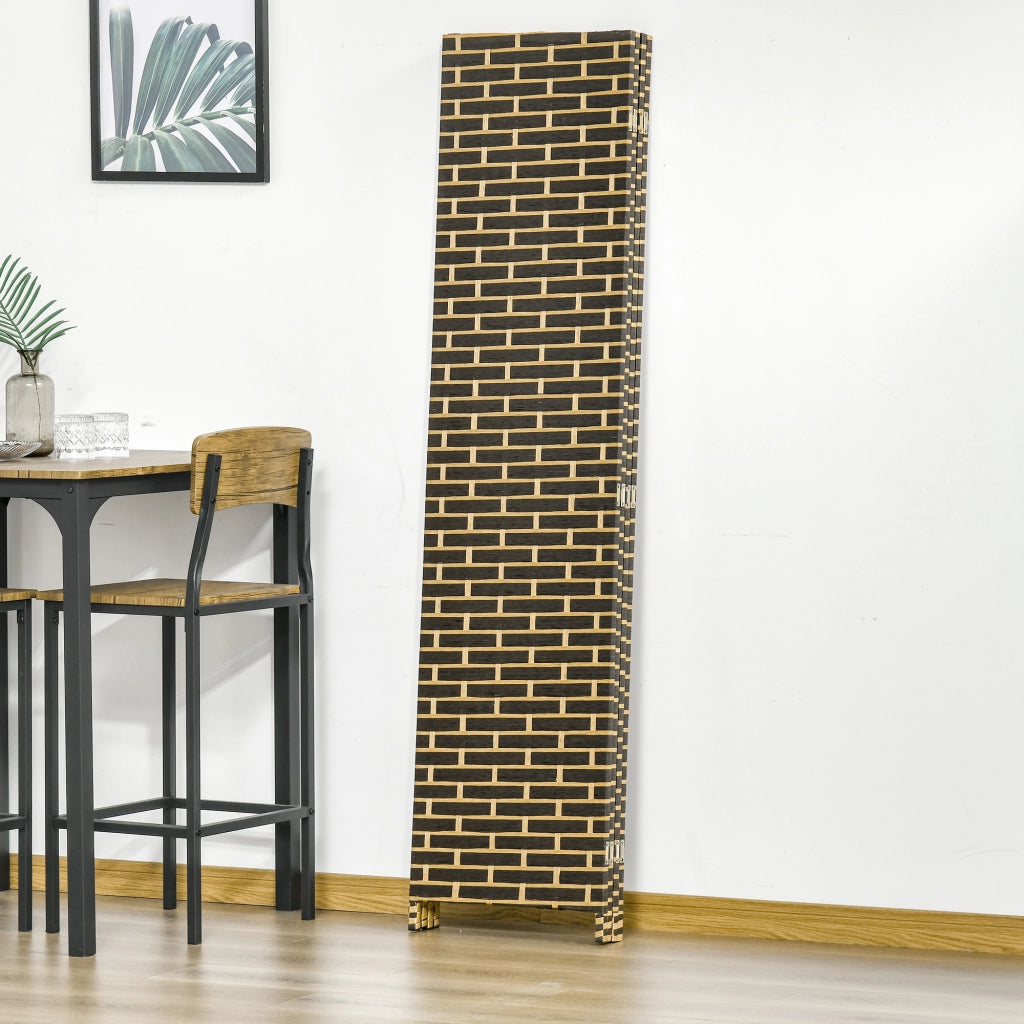 Paravent Pieghevole 4 Ante ¨C zephmum ¨C Legno di Pioppo Fibra di Carta Intrecciata Colore Cioccolato Paglia 180x180 cm