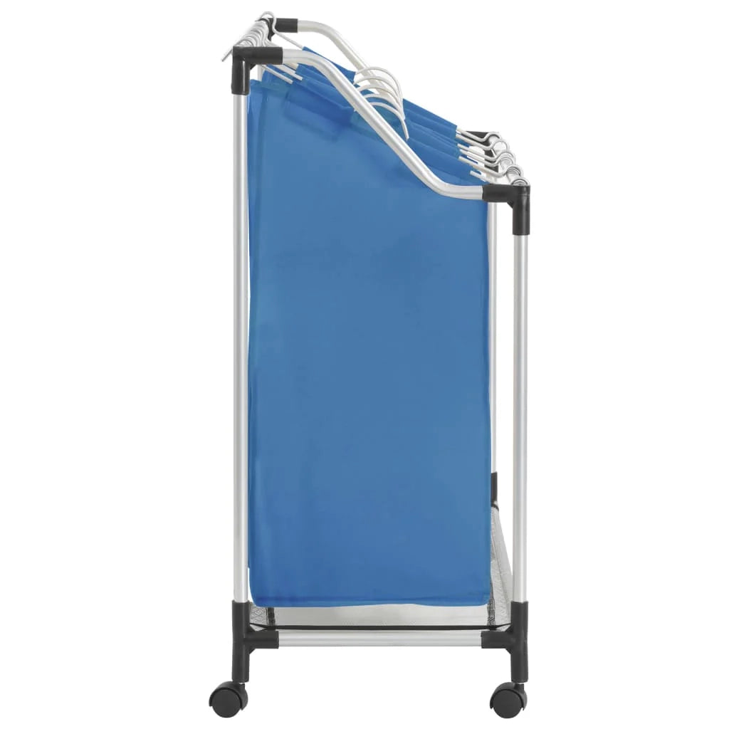 Cesto portabiancheria 96 x 40 cm con 4 sacchi blu acciaio 02_0006153