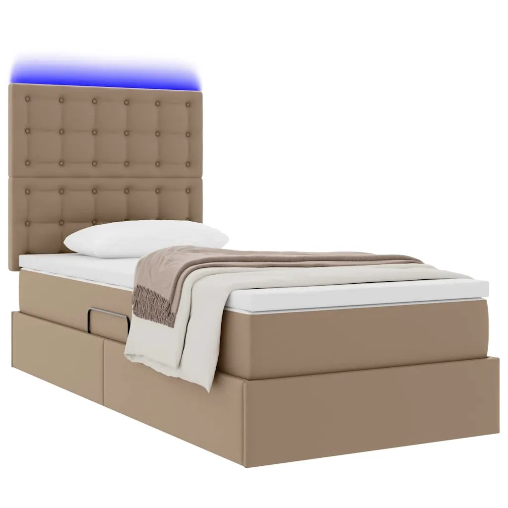 Letto con contenitore e LED con led Cappuccino 90 x 190 cm