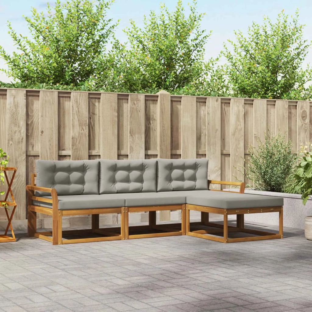 Set di divani da esterno 4 pcs Grigio Naturale e Chiaro 3367404