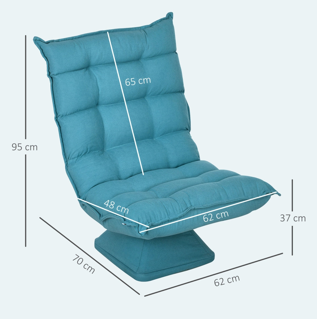 Poltrona da pavimento girevole blu con schienale regolabile