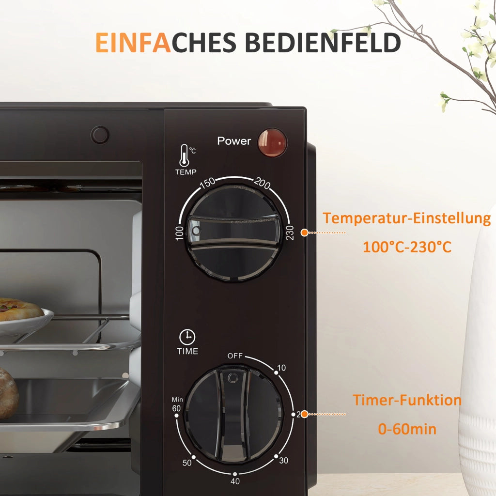 Forno elettrico 9L ¨C zephmum ¨C Griglia e teglia inclusi, Nero