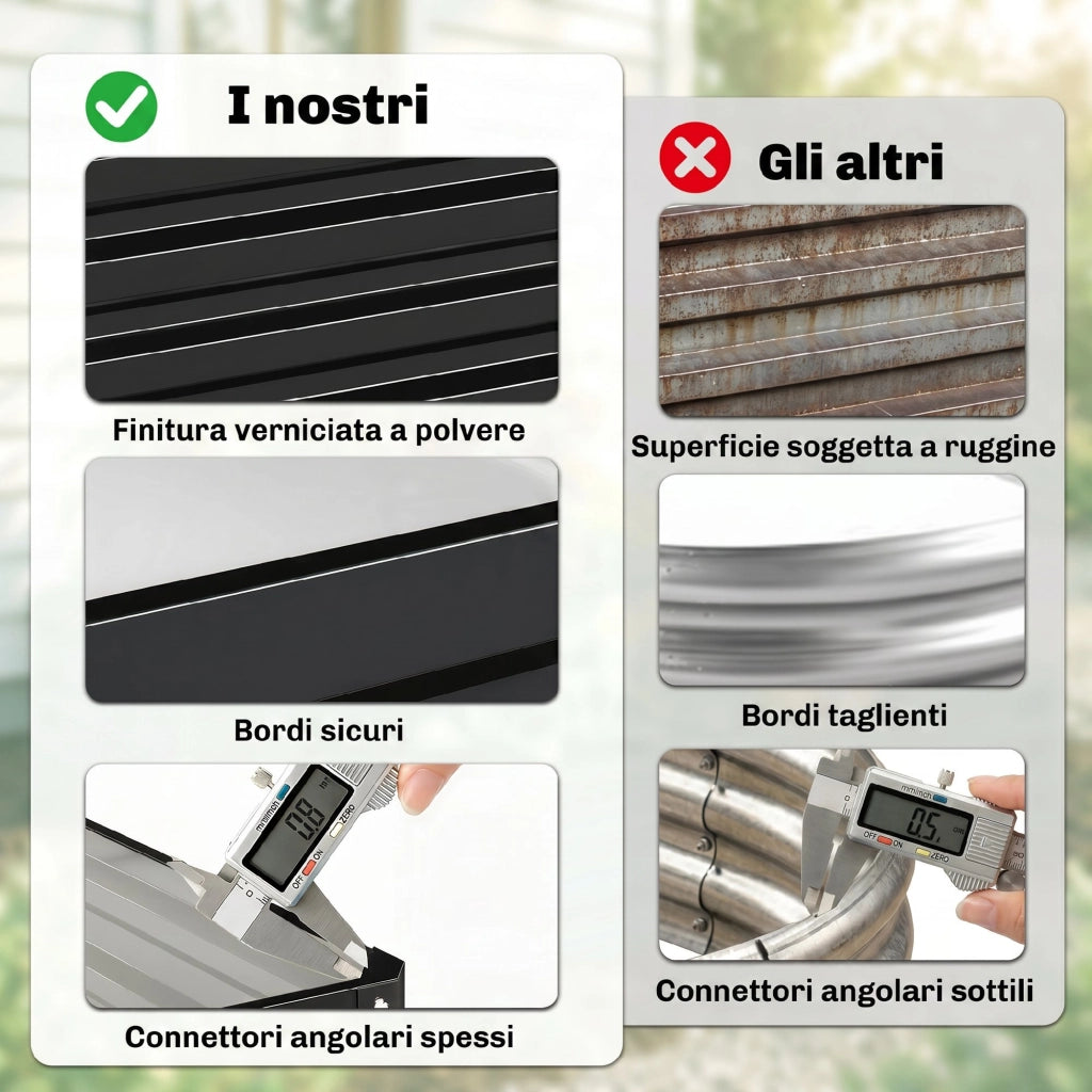 Letto Rialzato per Orto ¨C Zephmum ¨C 120x120x30 cm Grigio Acciaio Zincato