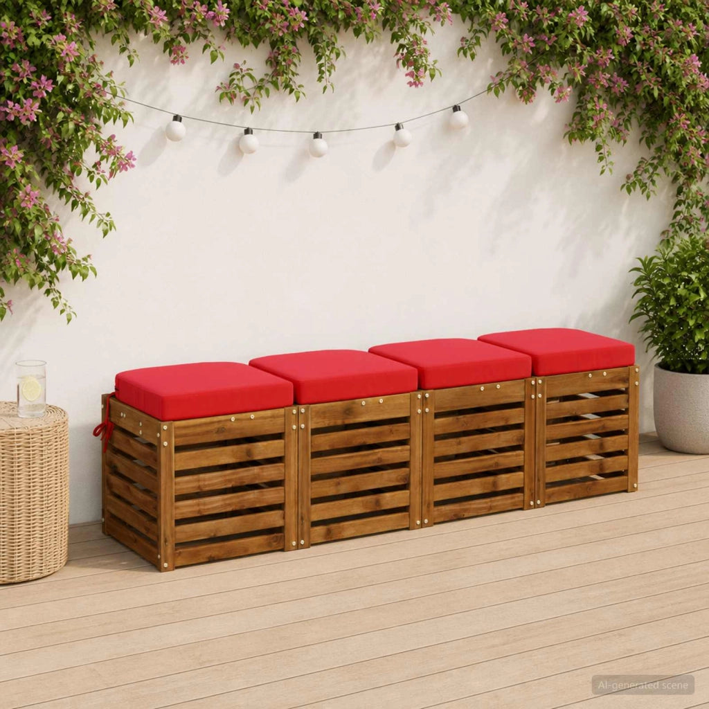 Cuscini per sedile a 4 pezzi SOEST 4 pcs 100% Poliestere Rosso 945216