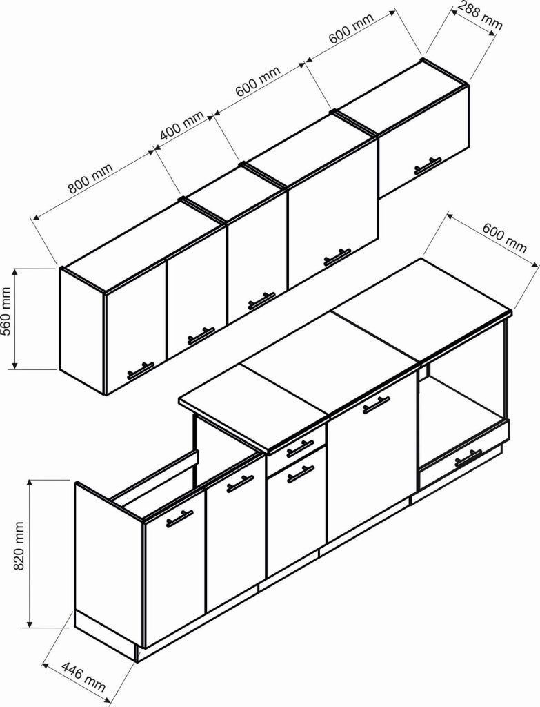 Cucinino Camerino, Cucina un Ripiano, Marrone Rovere