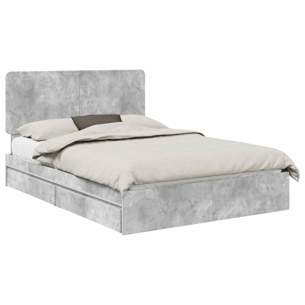 Letto con Contenitore con testiera Grigio cemento 150 x 200 cm 3412675