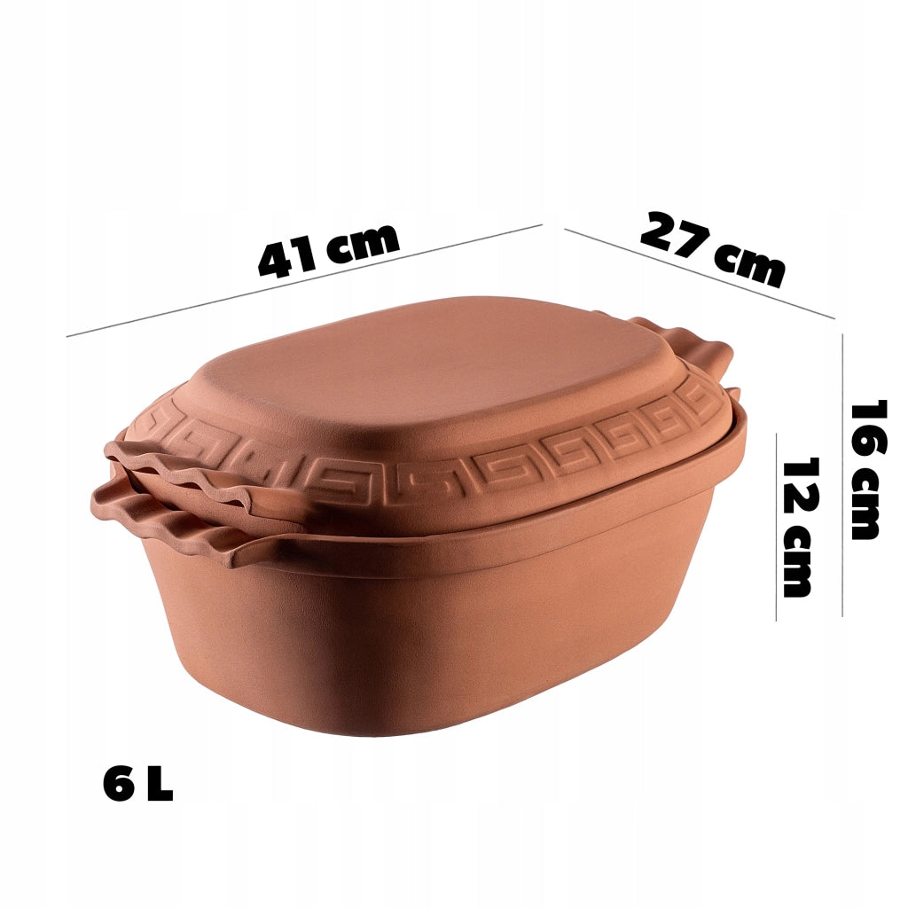 Vaso in terracotta KADAX Roman Clay Pot 6L Vaso in terracotta Forma ovale grande con coperchio