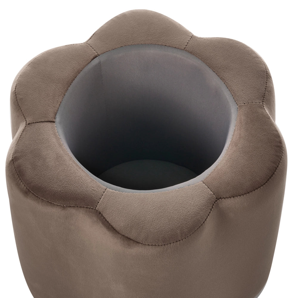Pouf in velluto marrone scuro con vano portaoggetti motivo floreale per soggiorno e camera da letto stile scandinavo