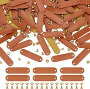 60 Set di Etichette in Pelle PU, Etichette in Pelle vuote, 12x45mm, con Rivetti, Etichette in Pelle a forma di Uovo, Accessori per Abbigliamento, Borse, Scarpe e Cappelli - Cioccolato