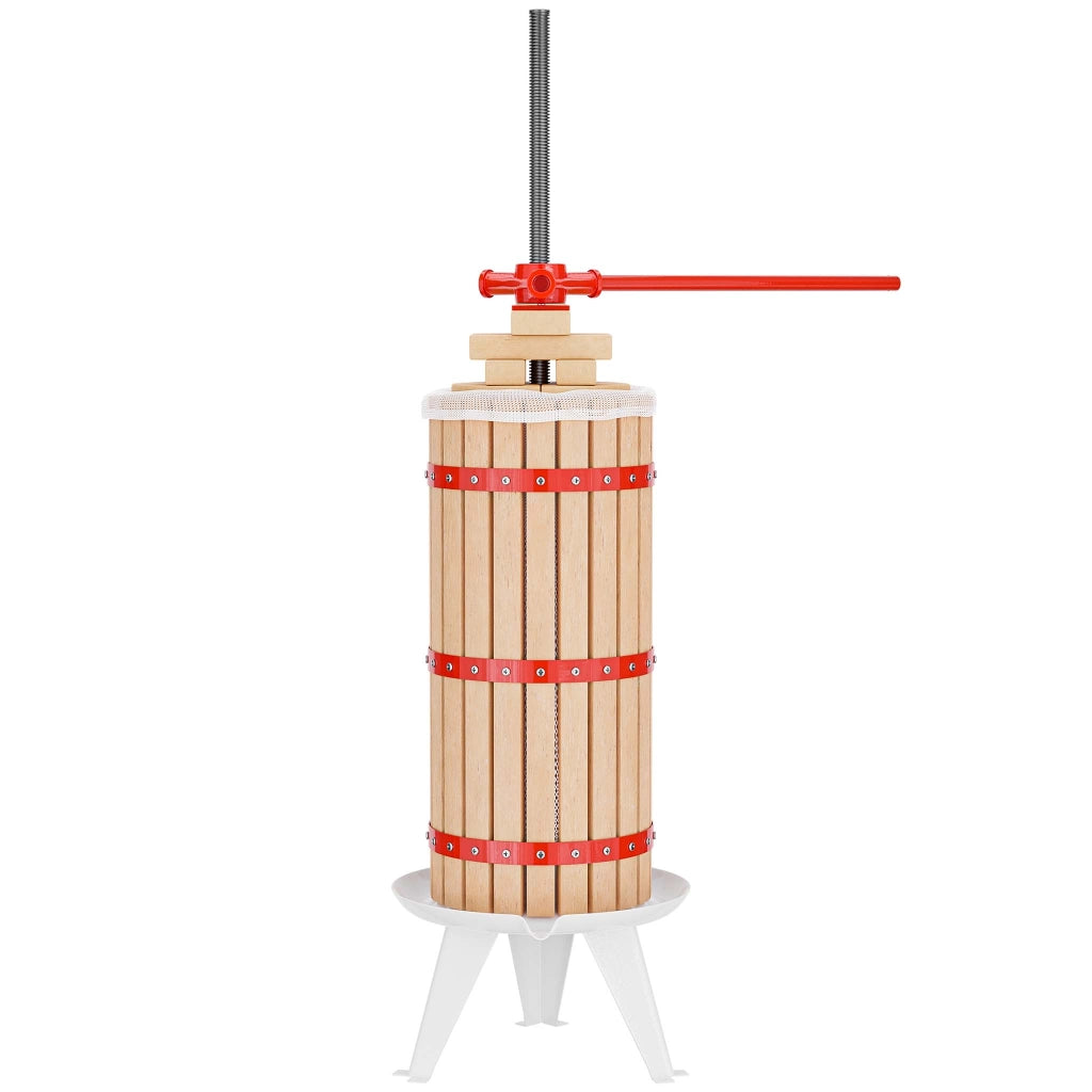 Torchio frutta da 30 l con gabbia in legno e sacco di spremitura, Torchio a leva