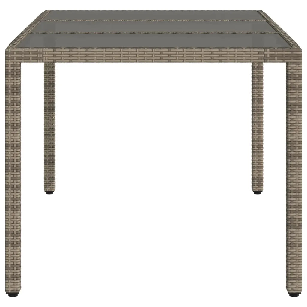 Tavolo da Giardino | Tavolino da esterno Piano in Vetro Grigio 150x90x75cm Polyrattan