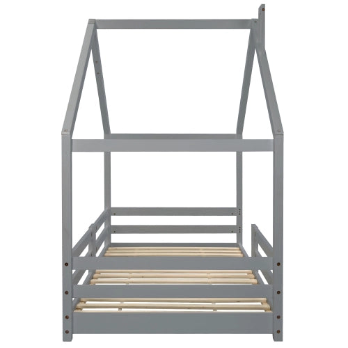 Letto Casetta per Bambini con Protezione Anticaduta ¨C MINIMAL ¨C Pino Grigio 90x200
