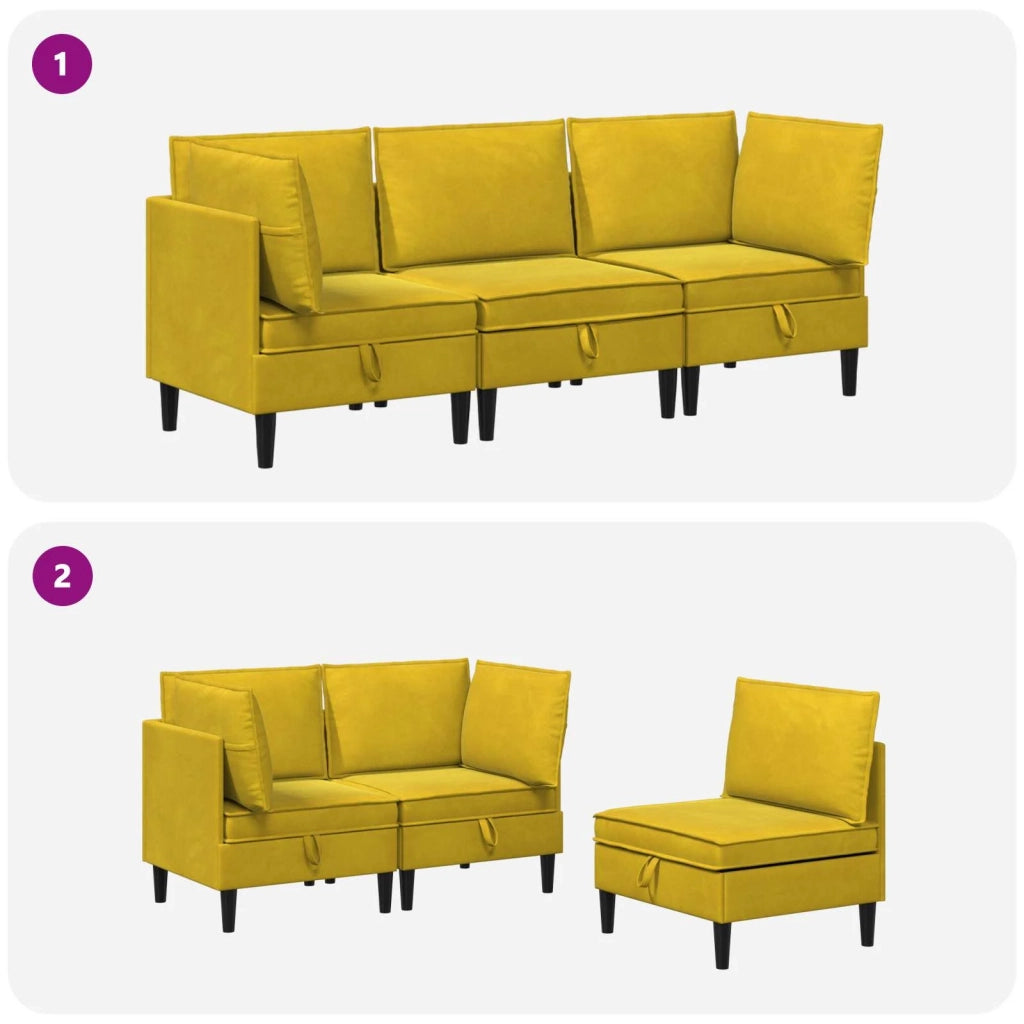 Set di mobili per il soggiorno con cuscino 3 pcs Giallo Velluto 3413758