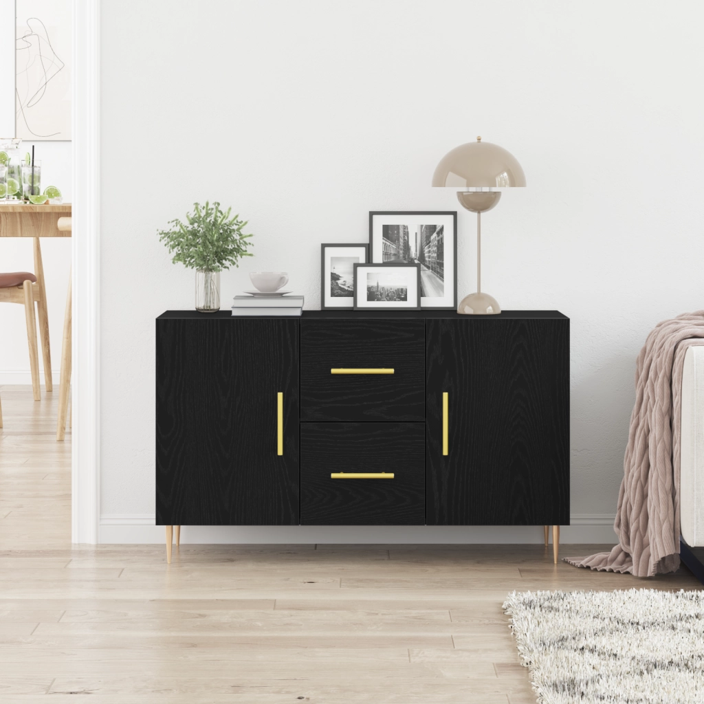 Cassettiera Nero Rovere 100x36x60 cm Legno ingegnerizzato